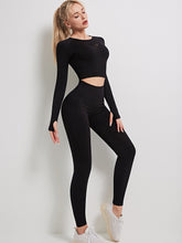 Cut Out Thumb Hole Crop Sports Tee & Leggings Sai Feel